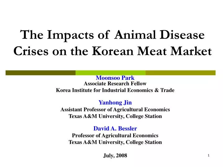 the impacts of animal disease crises on the korean meat market