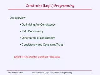 Constraint (Logic) Programming