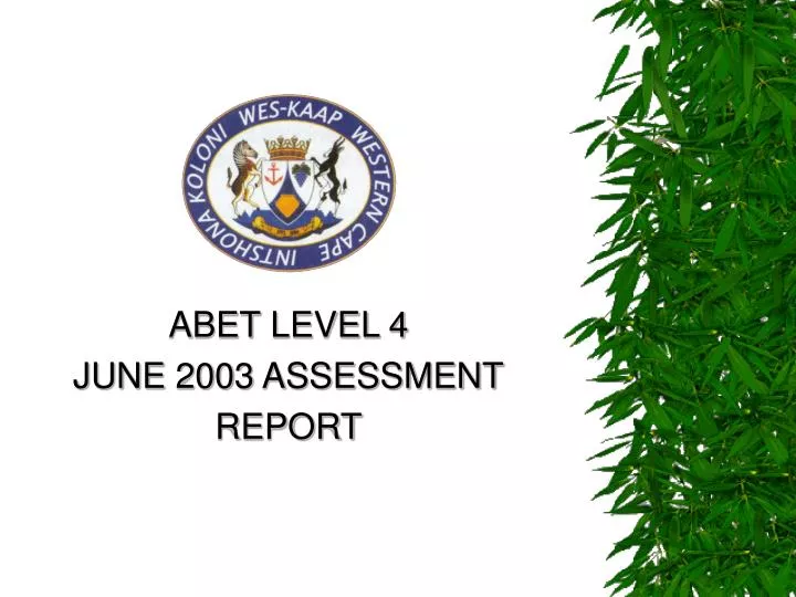 abet level 4 june 2003 assessment report