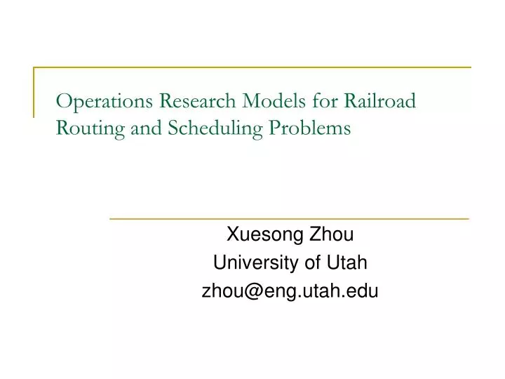 operations research models for railroad routing and scheduling problems