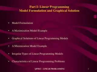 Part I: Linear Programming Model Formulation and Graphical Solution