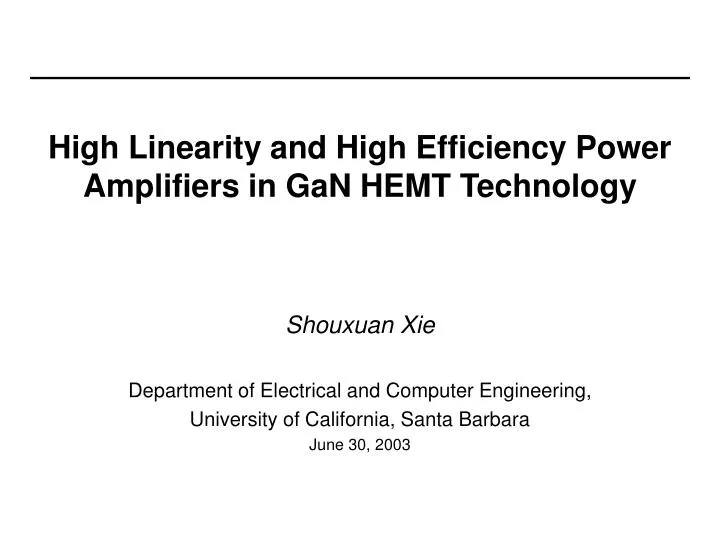 high linearity and high efficiency power amplifiers in gan hemt technology