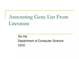 Annotating Gene List From Literature