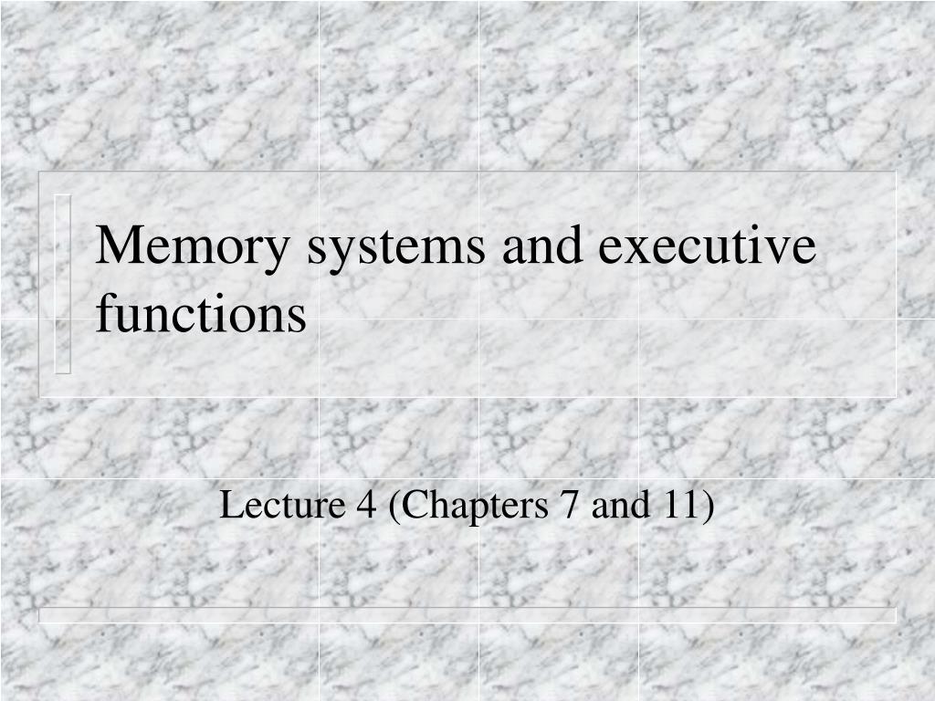 PPT - Memory systems and executive functions PowerPoint Presentation ...