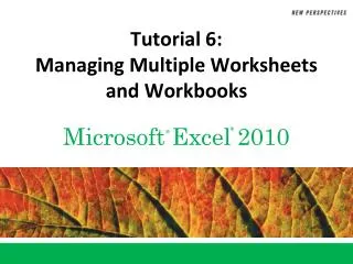 Tutorial 6: Managing Multiple Worksheets and Workbooks