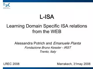 L-ISA Learning Domain Specific ISA relations from the WEB