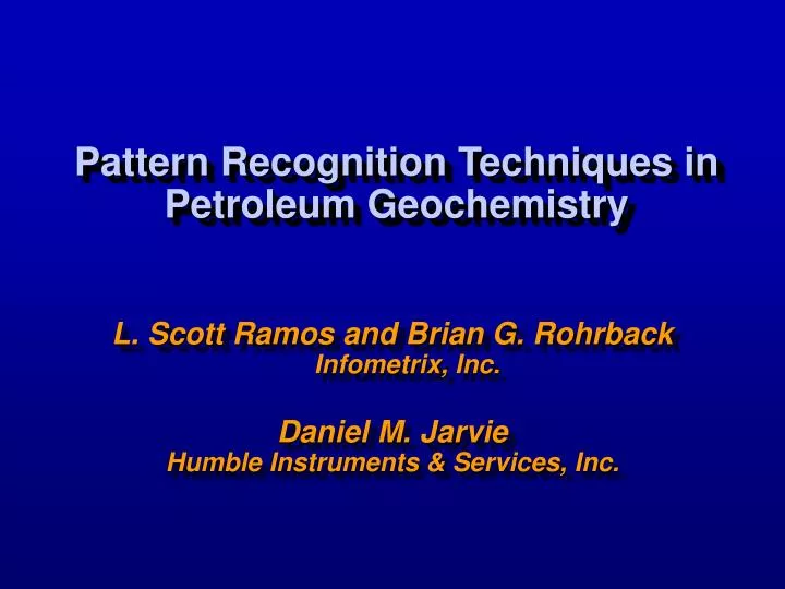 pattern recognition techniques in petroleum geochemistry