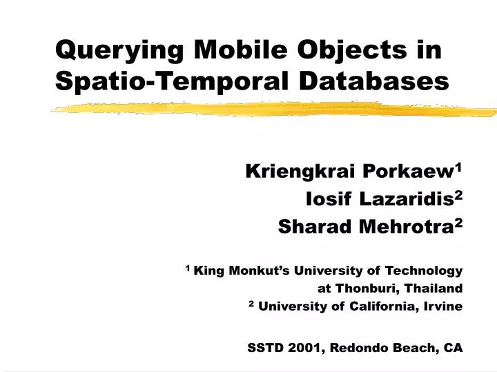 querying mobile objects in spatio temporal databases