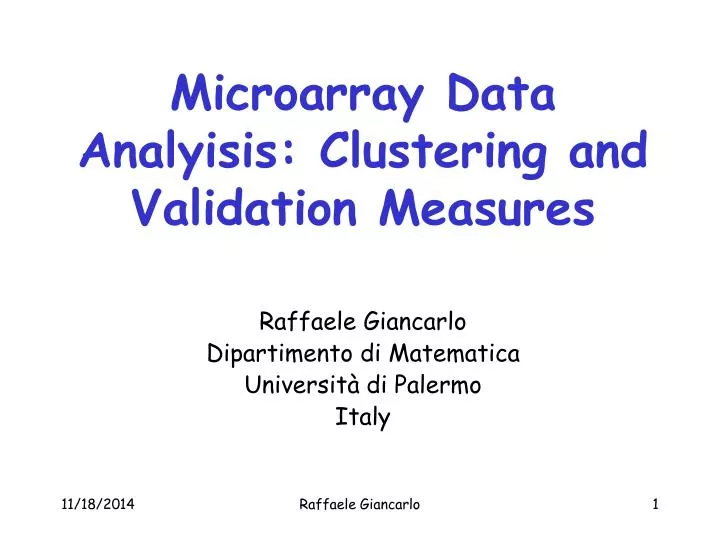 microarray data analyisis clustering and validation measures