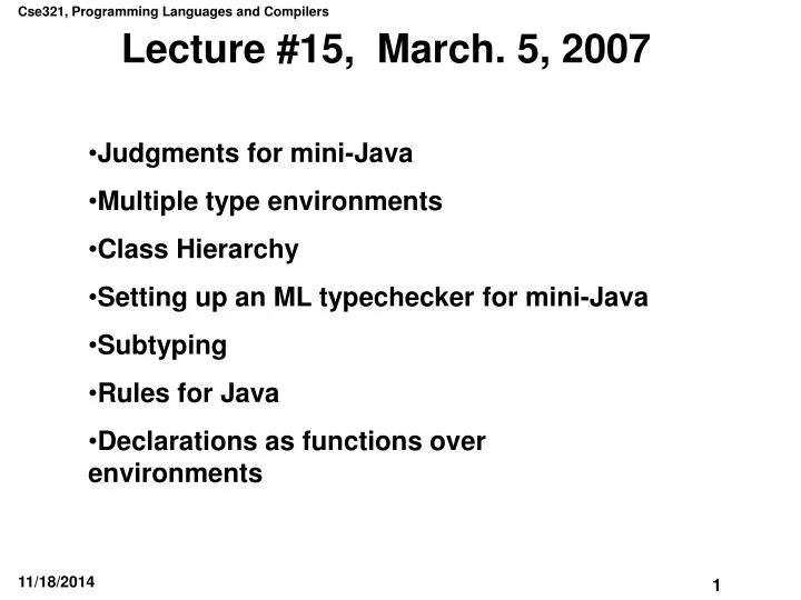 lecture 15 march 5 2007