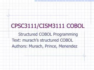 CPSC3111/CISM3111 COBOL