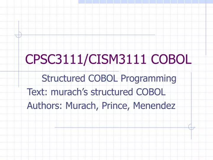 cpsc3111 cism3111 cobol