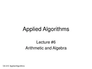 Applied Algorithms