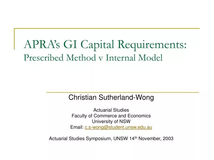 apra s gi capital requirements prescribed method v internal model