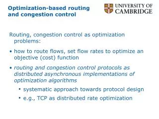 Optimization-based routing and congestion control