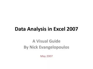 Data Analysis in Excel 2007