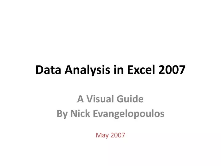 data analysis in excel 2007