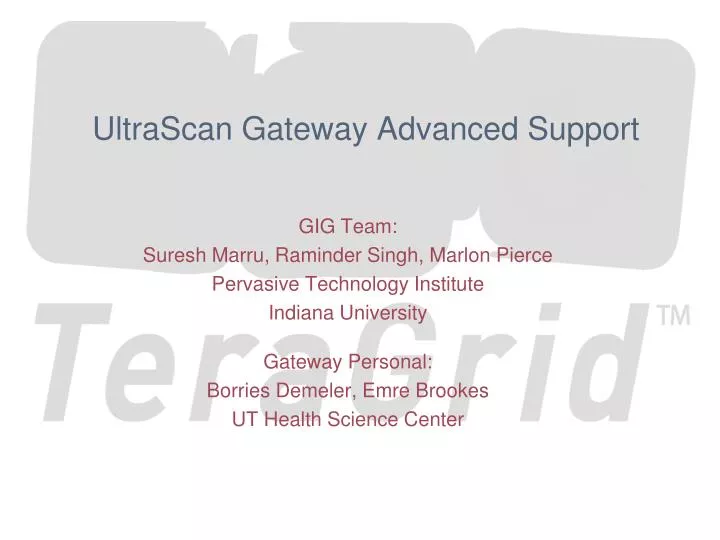 ultrascan gateway advanced support