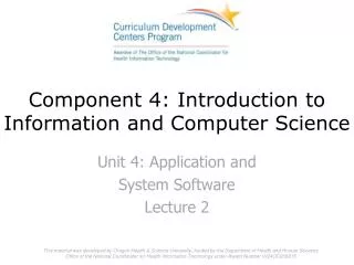 Component 4: Introduction to Information and Computer Science