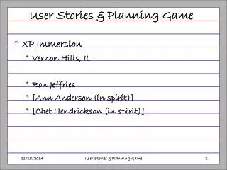 User Stories &amp; Planning Game