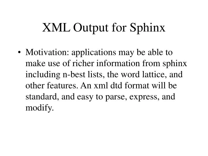 xml output for sphinx
