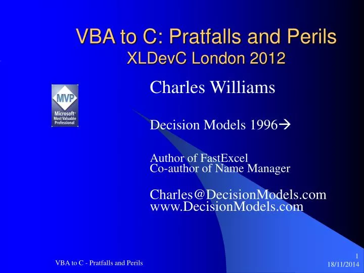 vba to c pratfalls and perils xldevc london 2012
