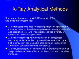 X-Ray Analytical Methods