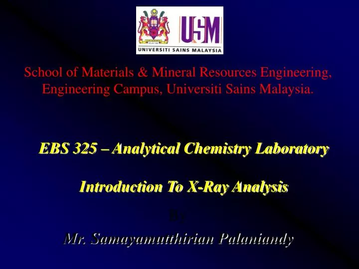 ebs 325 analytical chemistry laboratory introduction to x ray analysis