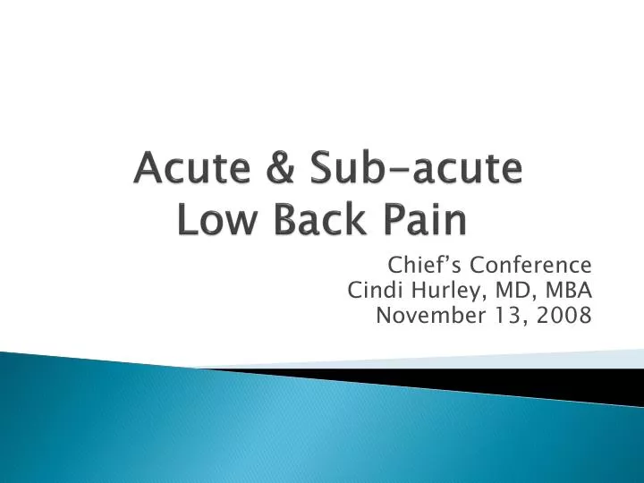 acute sub acute low back pain