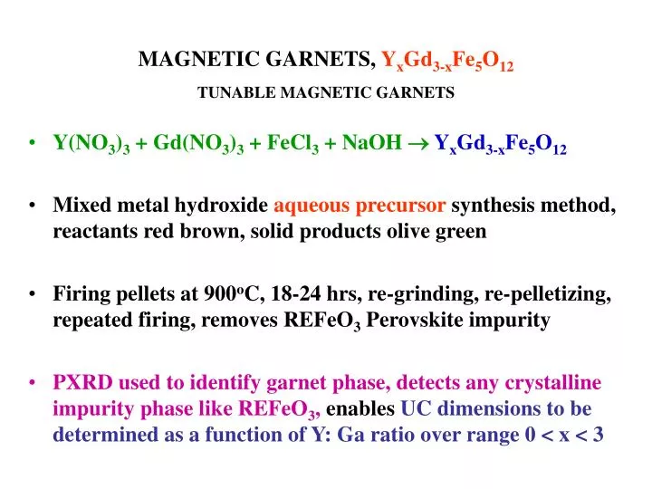 magnetic garnets y x gd 3 x fe 5 o 12 tunable magnetic garnets