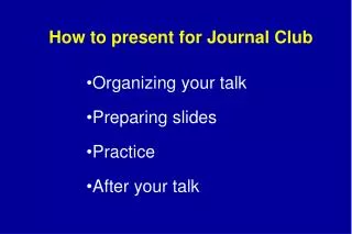 How to present for Journal Club