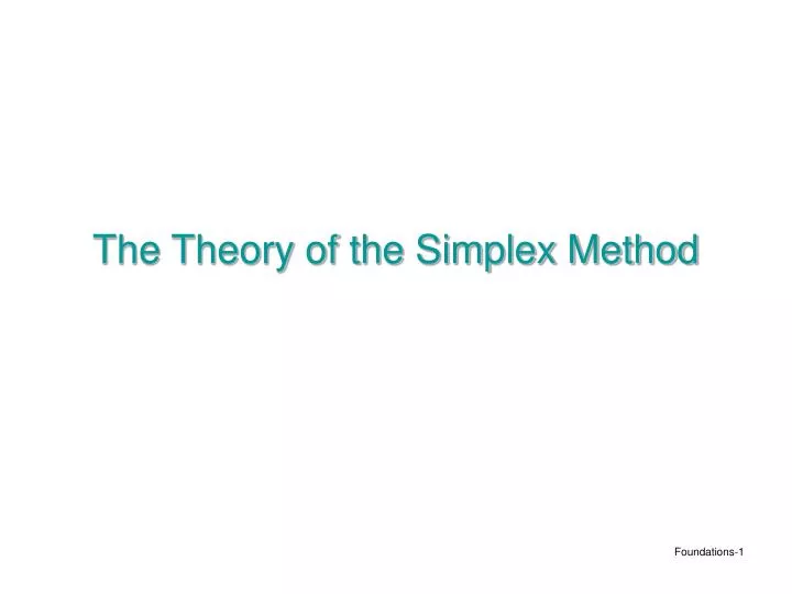 the theory of the simplex method