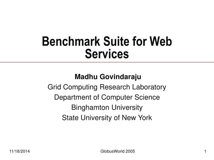 benchmark suite for web services