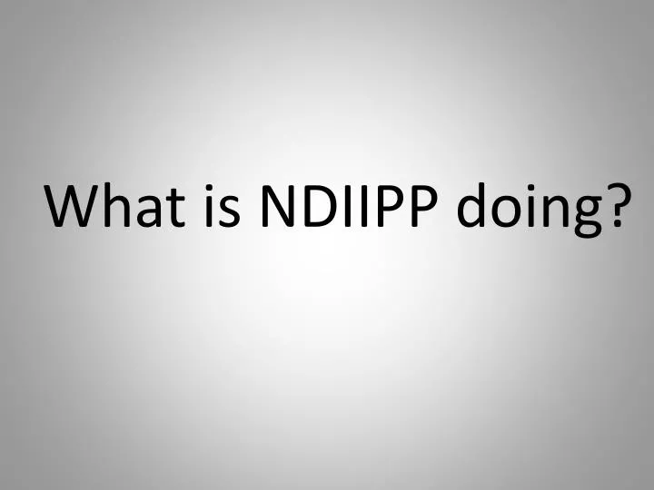 what is ndiipp doing
