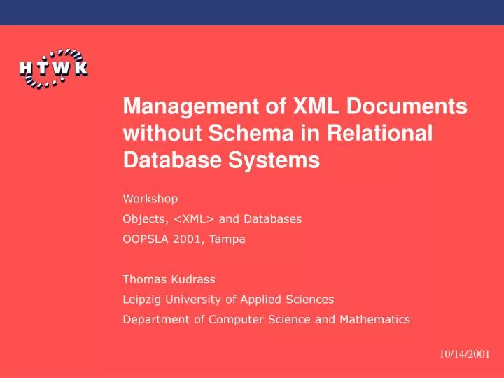 management of xml documents without schema in relational database systems