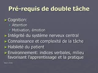 pr requis de double t che
