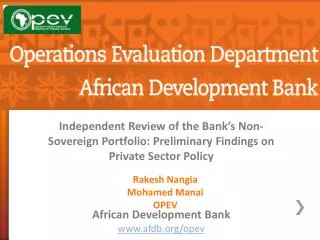 African Development Bank afdb/opev