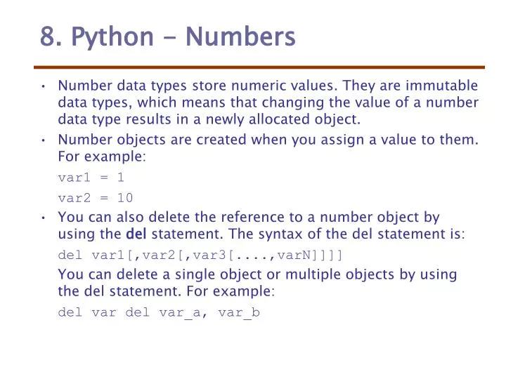 8 python numbers