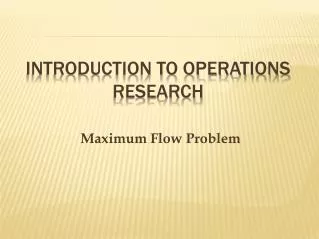 Introduction to Operations Research