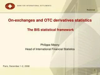On-exchanges and OTC derivatives statistics The BIS statistical framework