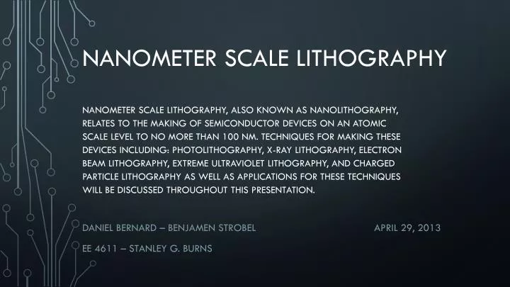 nanometer scale lithography
