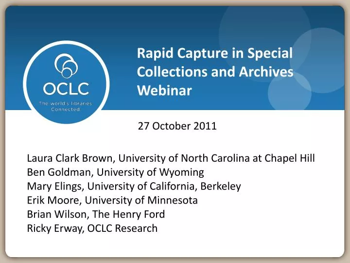 rapid capture in special collections and archives webinar