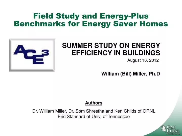 field study and energy plus benchmarks for energy saver homes