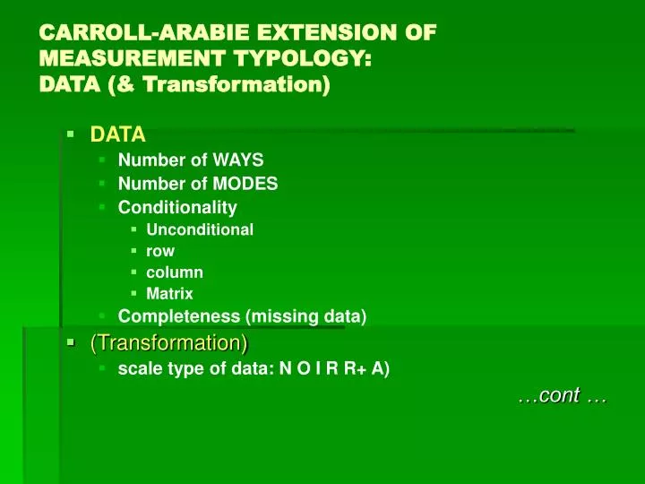 carroll arabie extension of measurement typology data transformation