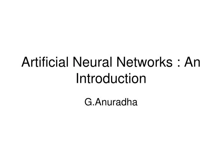artificial neural networks an introduction