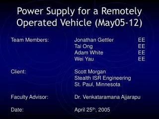 Power Supply for a Remotely Operated Vehicle (May05-12)