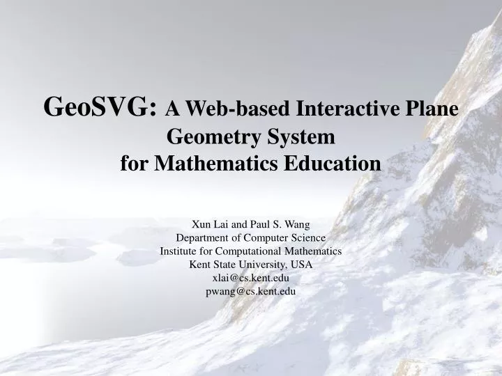 geosvg a web based interactive plane geometry system for mathematics education