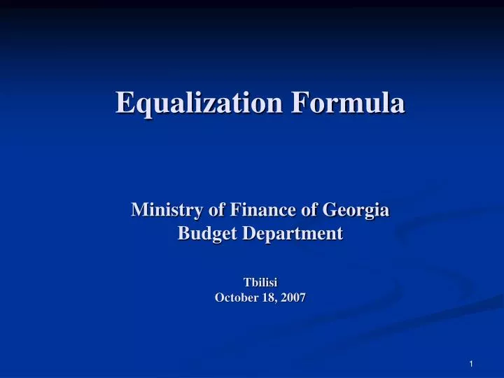 equalization formula ministry of finance of georgia budget department tbilisi october 18 2007