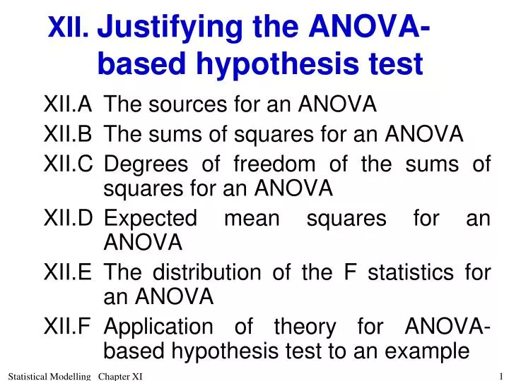 xii justifying the anova based hypothesis test