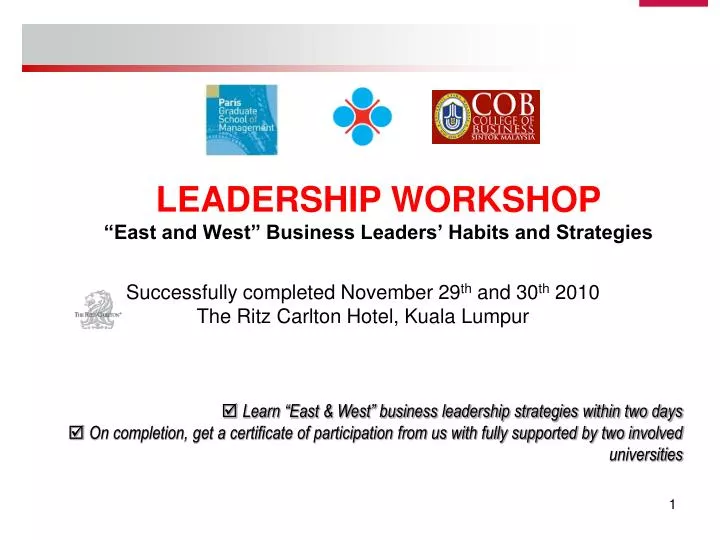 successfully completed november 29 th and 30 th 2010 the ritz carlton hotel kuala lumpur